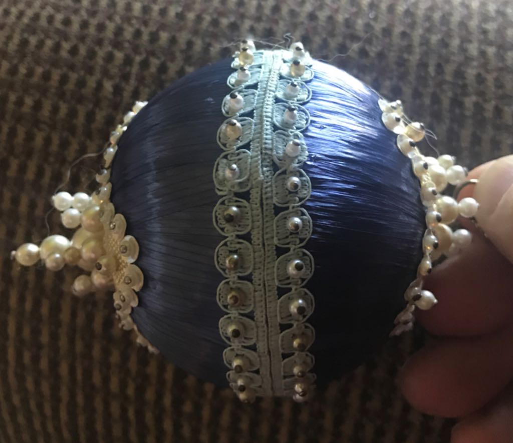 Bead & Sequin - Round - Blue, White, Gold - Round (Bead & Sequin) ornament collectible - Main Image 2