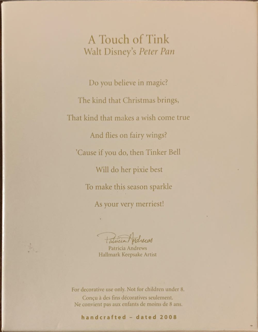 A Touch Of Tink - Tinker Bell (Walt Disney’s Peter Pan) ornament collectible [Barcode 795902017286] - Main Image 2