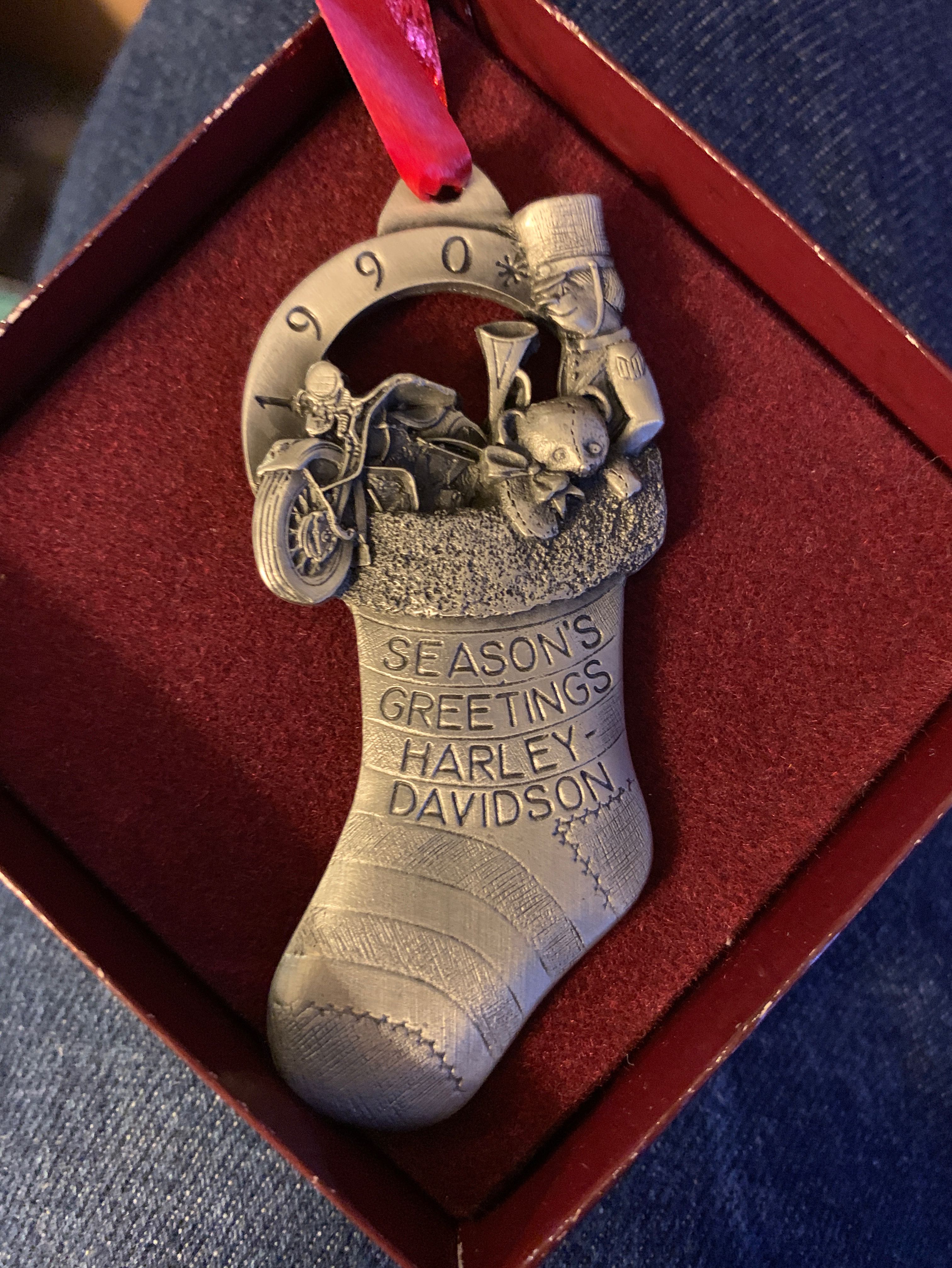 Pewter 1990 Harley Davidson Stocking Stuffer  ornament collectible - Main Image 1