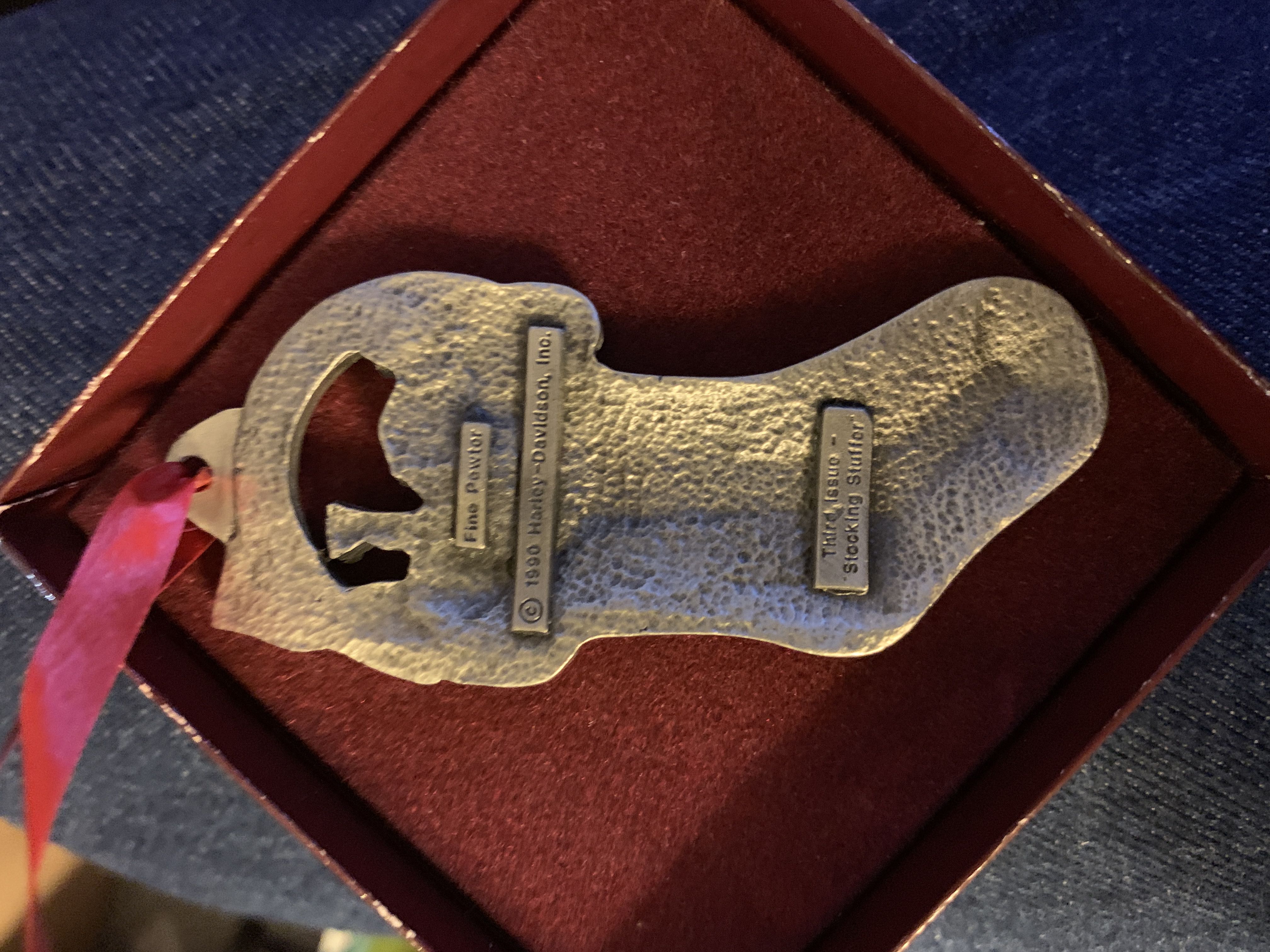 Pewter 1990 Harley Davidson Stocking Stuffer  ornament collectible - Main Image 2