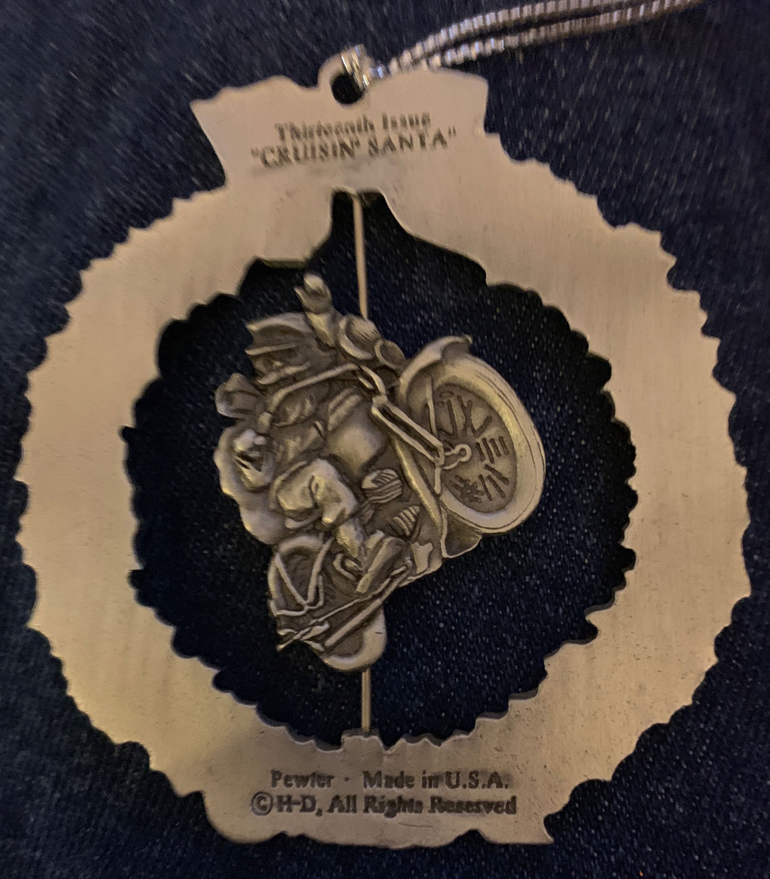 Pewter 2000 Harley Davidson Cruisin’ Santa  ornament collectible - Main Image 2