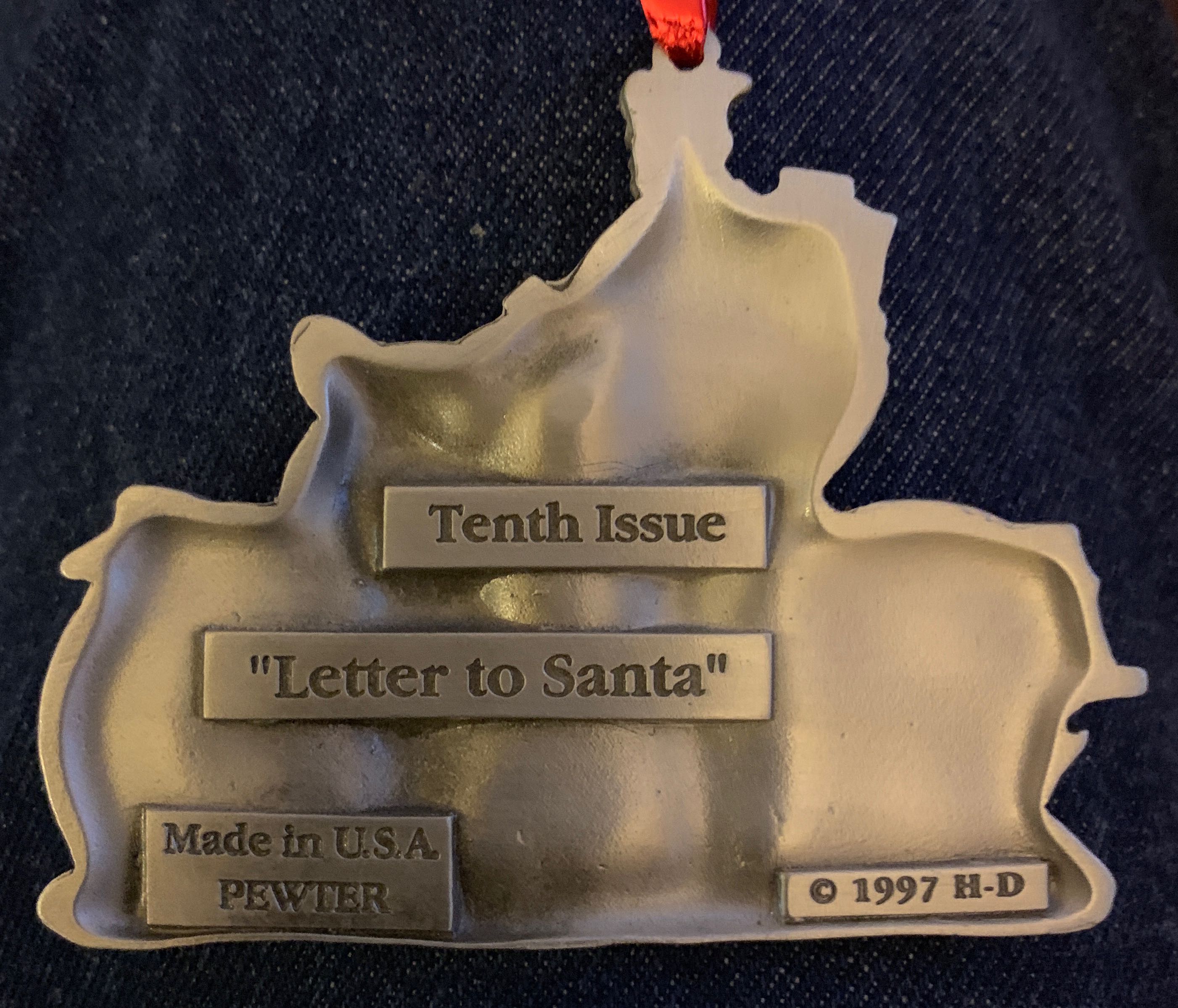 Pewter 1997 Harley Davidson Letter To Santa  ornament collectible - Main Image 2
