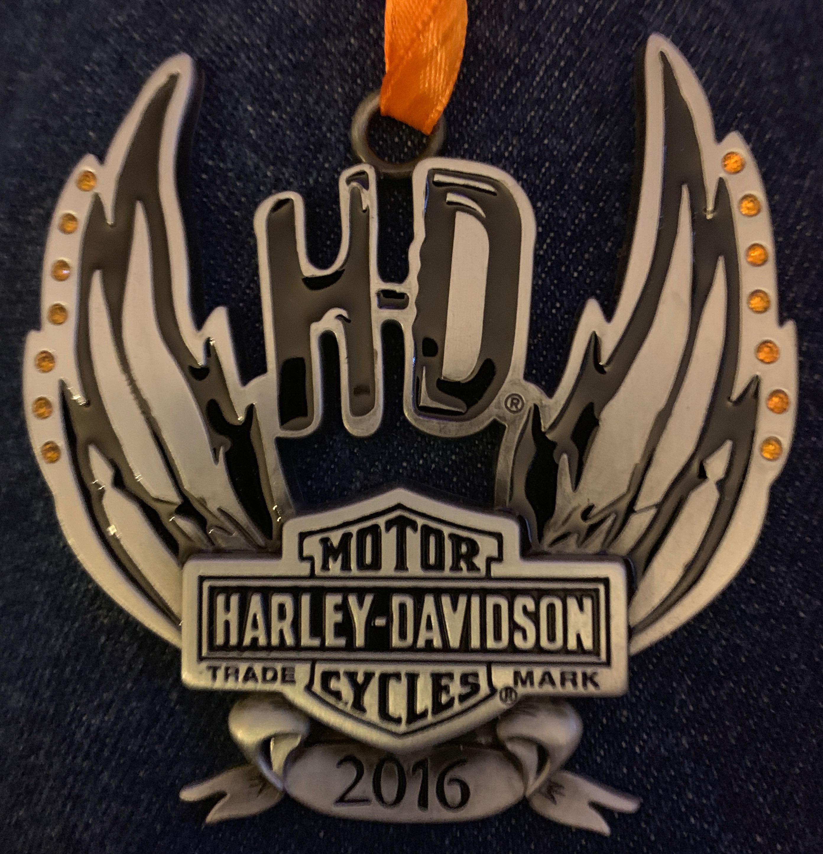 Pewter 2016 Harley Davidson HD Bar & Shield Wings  ornament collectible - Main Image 1
