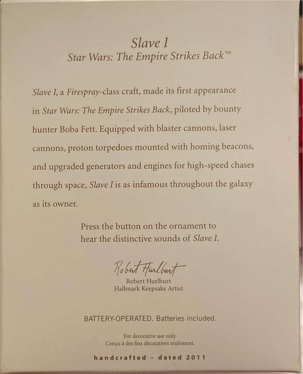 Slave I - Keepsake (Star Wars) ornament collectible [Barcode 795902200206] - Main Image 2