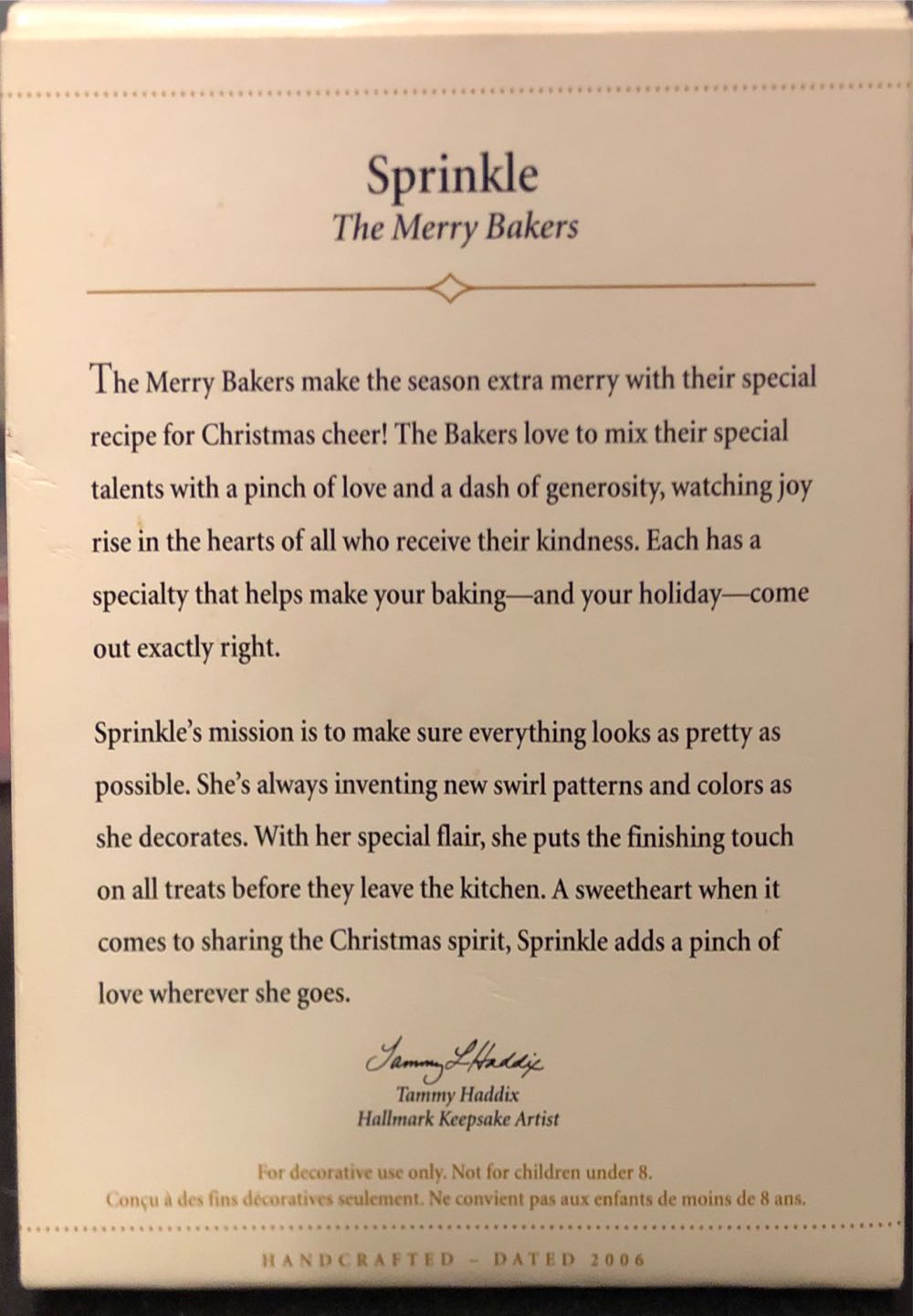 Sprinkle  - The Merry Bakers (Baking) ornament collectible [Barcode 015012926552] - Main Image 2