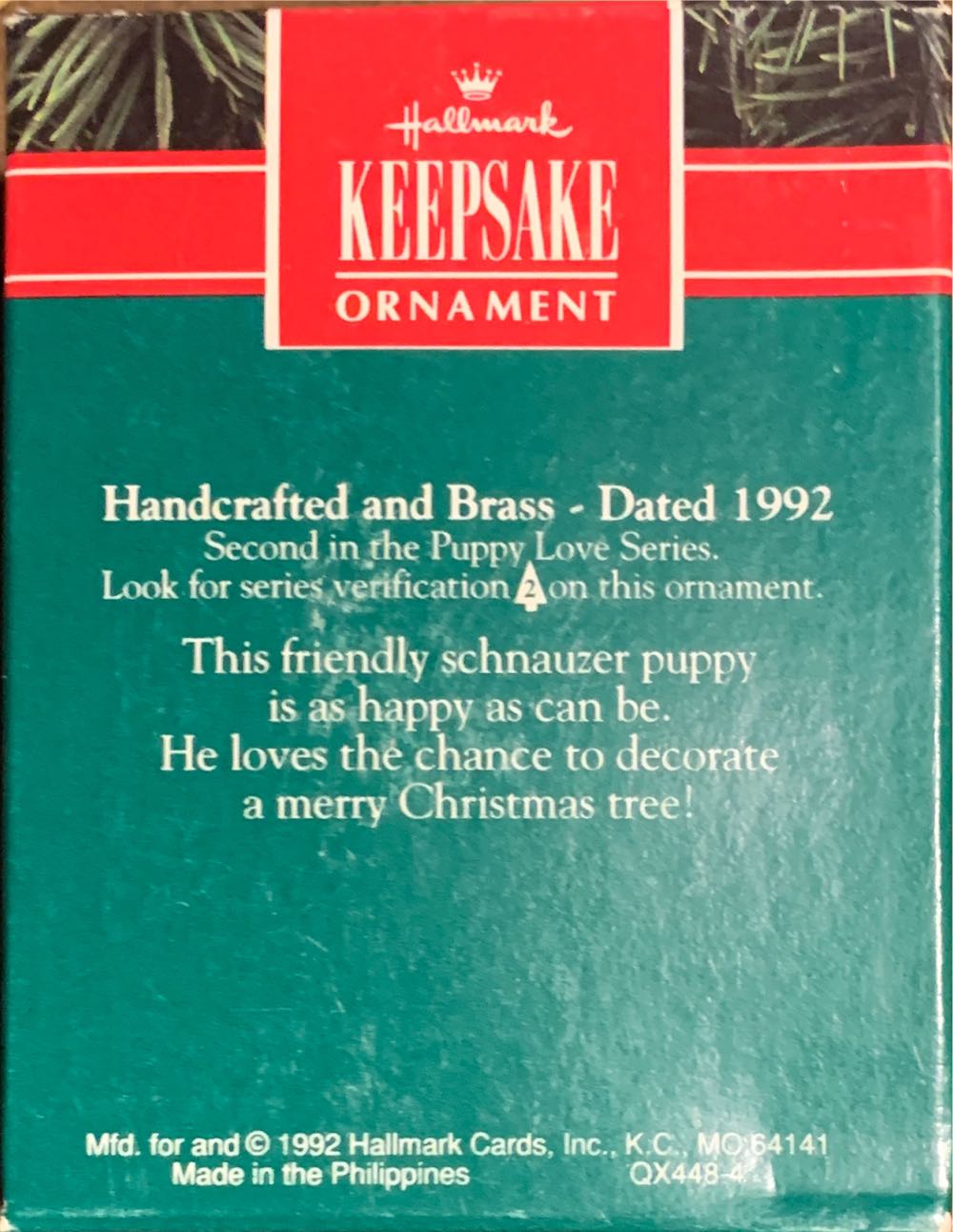 Puppy Love #2 - Schnauzer - Puppy Love (Dogs) ornament collectible [Barcode 070000027437] - Main Image 2