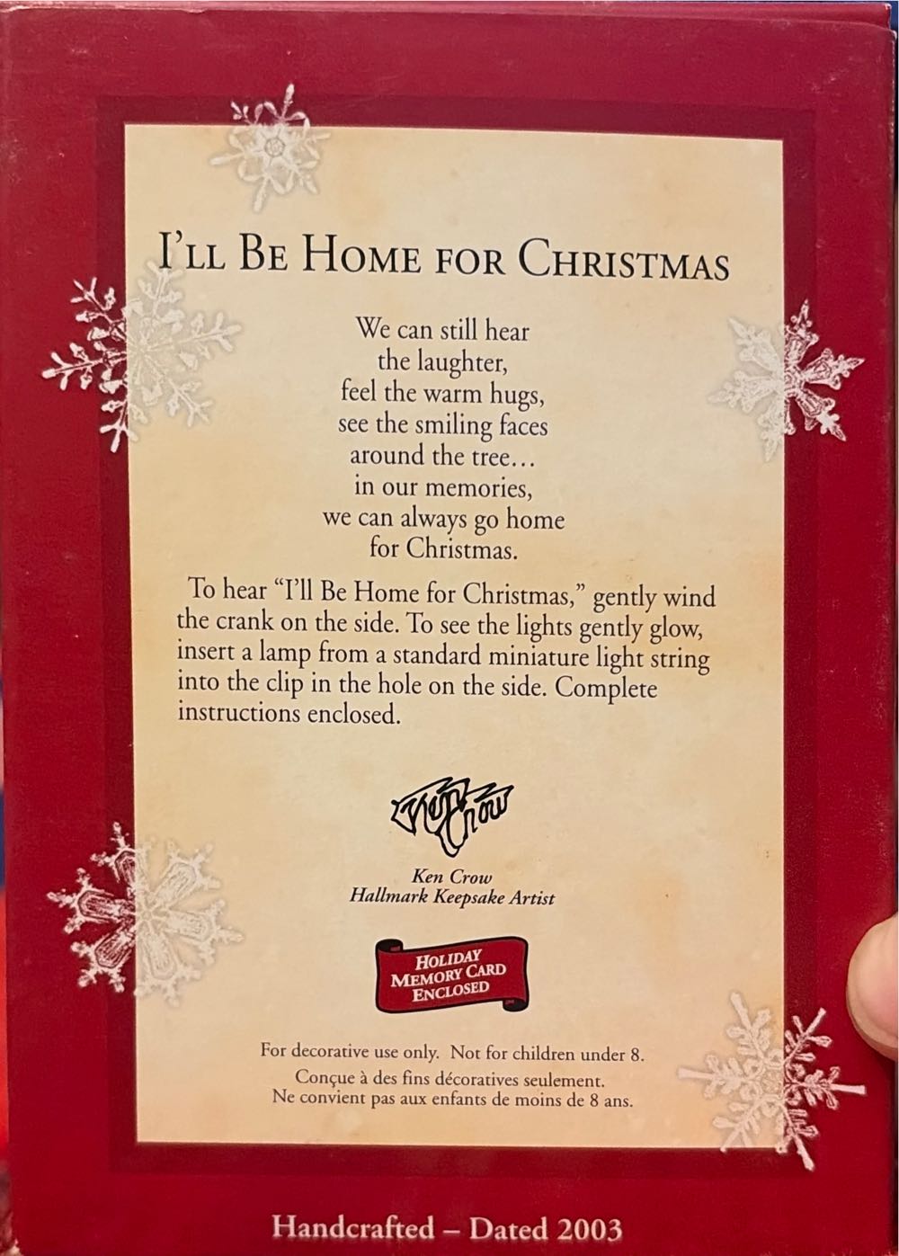 I’ll Be Home For Christmas  - Musical (Home for the Holidays) ornament collectible [Barcode 015012739275] - Main Image 2