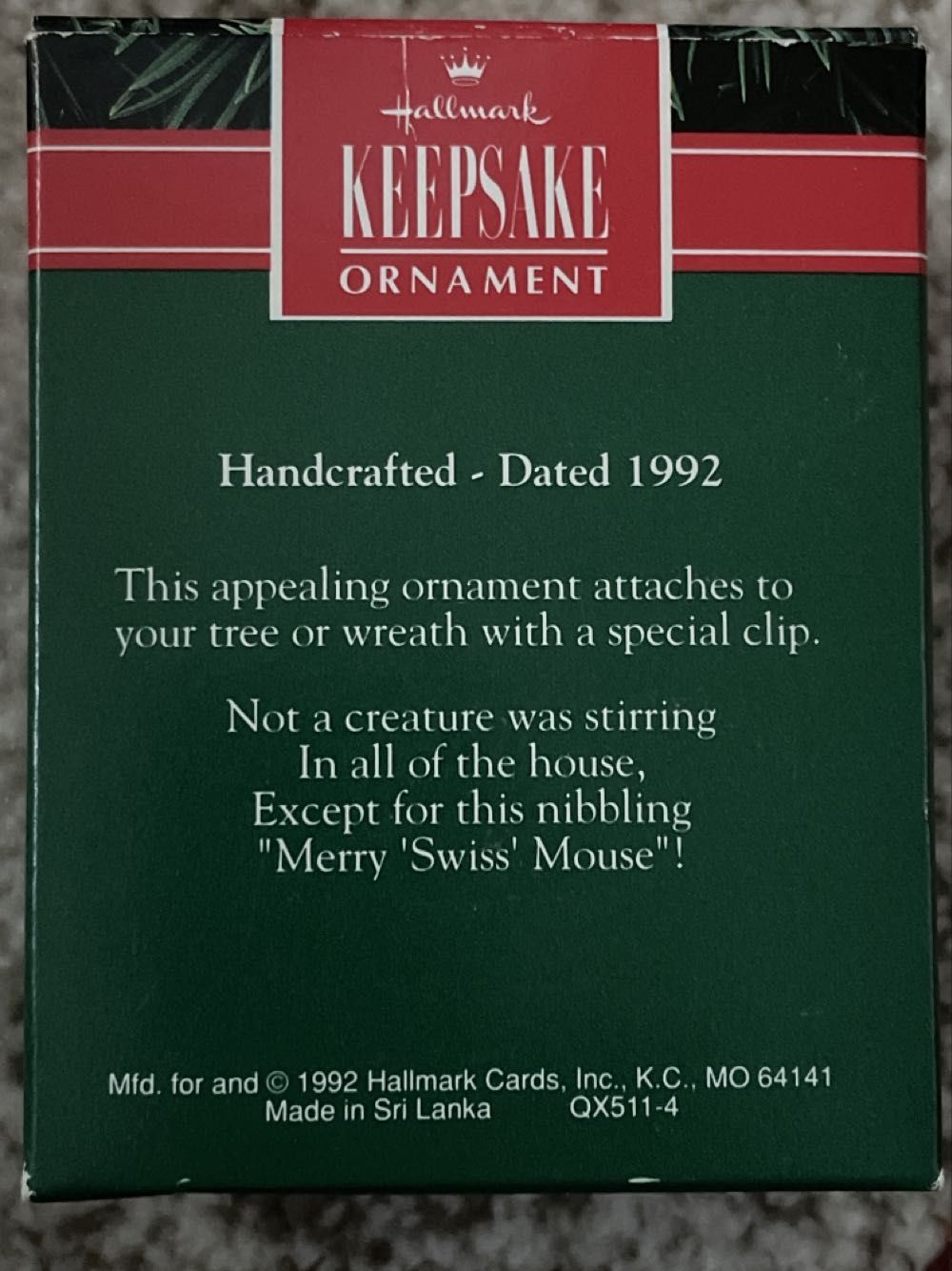 Merry "Swiss” Mouse - MOUSE (Mice) ornament collectible [Barcode 070000027437] - Main Image 2