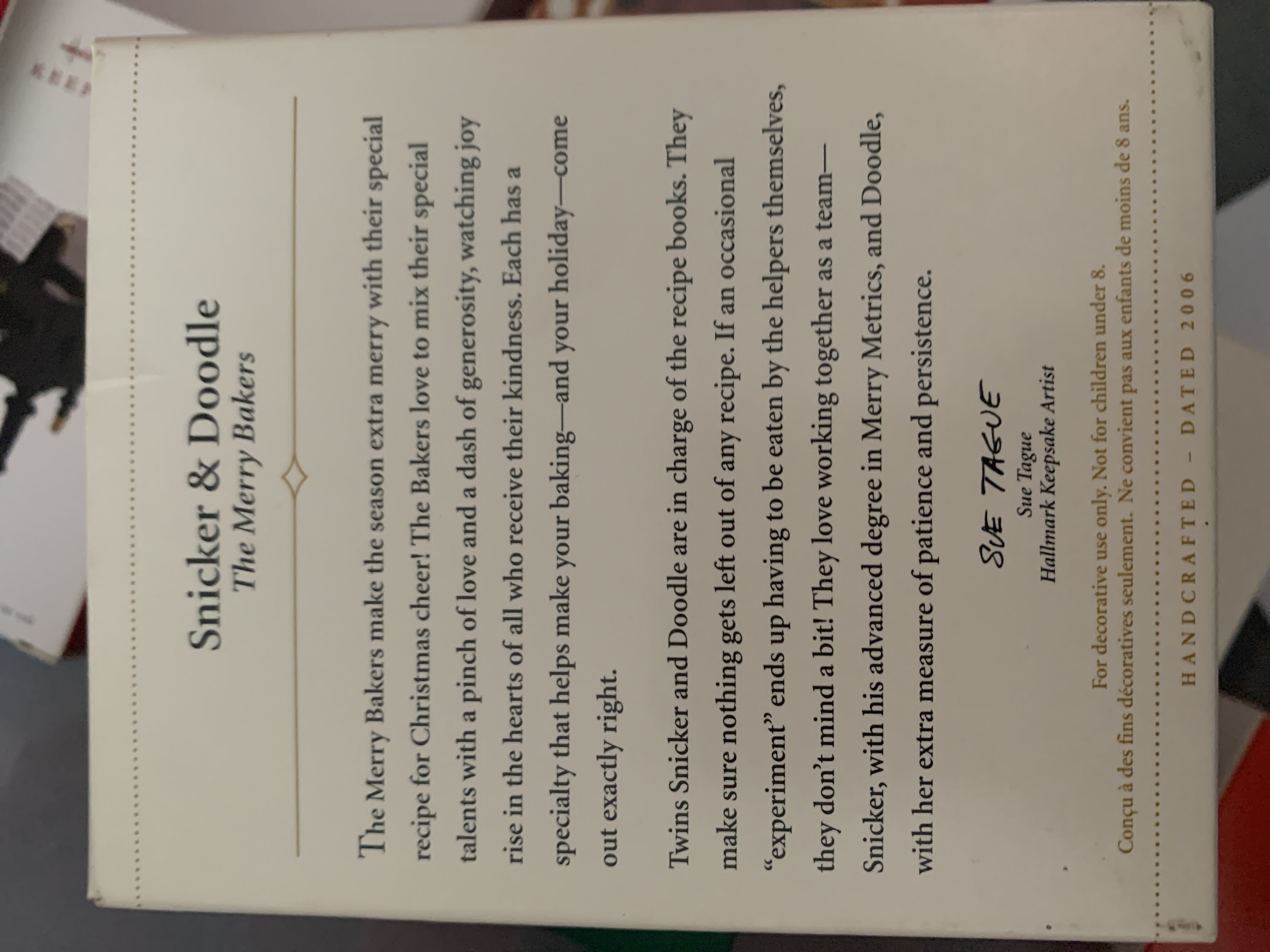 Snicker & Doodle 2006 - Merry Bakers (The Merry Bakers) ornament collectible [Barcode 015012926606] - Main Image 2