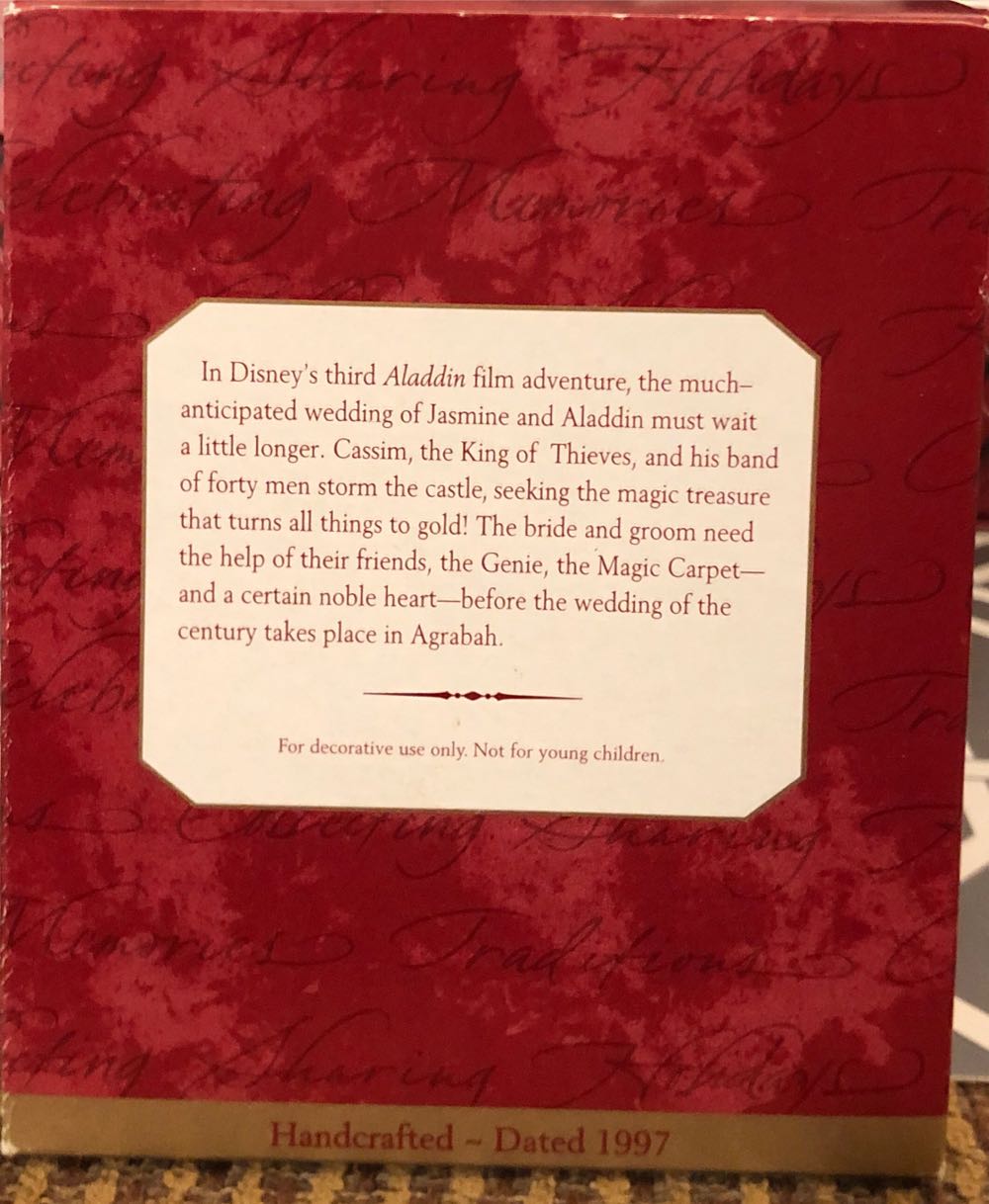 Jasmine And Aladdin - Disney Aladdin (Walt Disney Animated Studios) ornament collectible [Barcode 015012415629] - Main Image 2