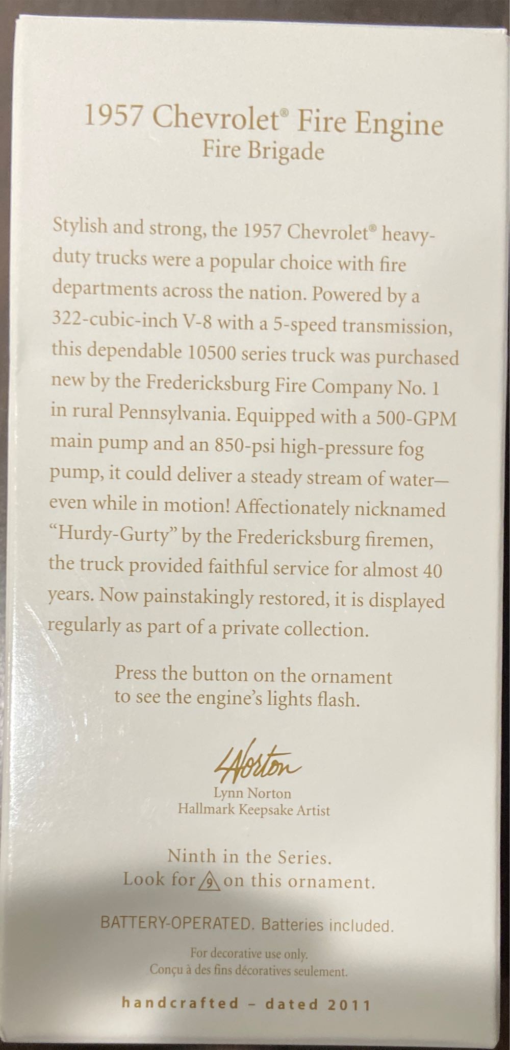 1957 Chevrolet Fire Engine - Fire Brigade (Firetrucks) ornament collectible [Barcode 795902204679] - Main Image 3