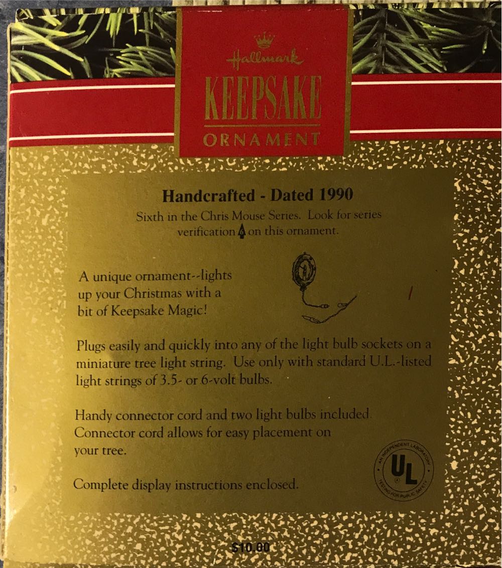 Chris Mouse #6 Wreath 1990 - Chris Mouse Series (Collectible Series) ornament collectible [Barcode 070000027512] - Main Image 4