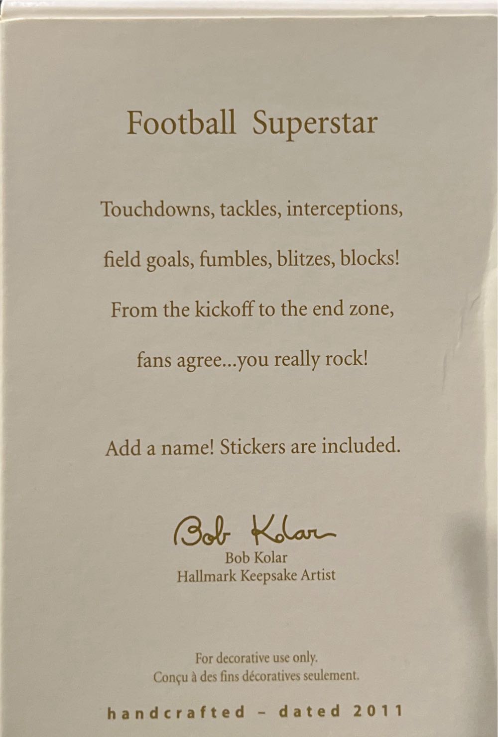 Football Superstar   ornament collectible [Barcode 795902228491] - Main Image 2