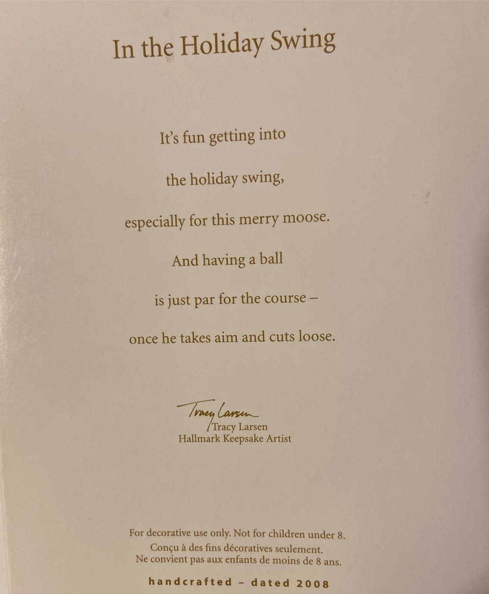 In the Holiday Swing  - Handyman Moose (Golf) ornament collectible [Barcode 795902028091] - Main Image 2