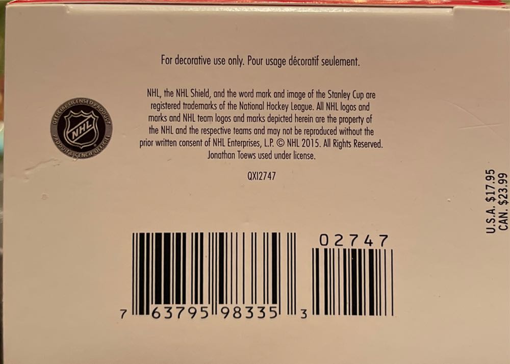 Jonathan Toews - Home - NHL Collection (Chicago Blackhawks) ornament collectible [Barcode 763795983353] - Main Image 3