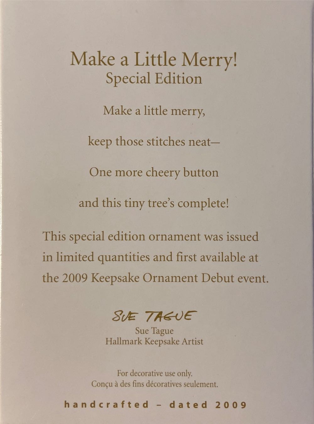 Make A Little Merry  (Ornament Debut, Ltd Ed) ornament collectible [Barcode 795902100865] - Main Image 2