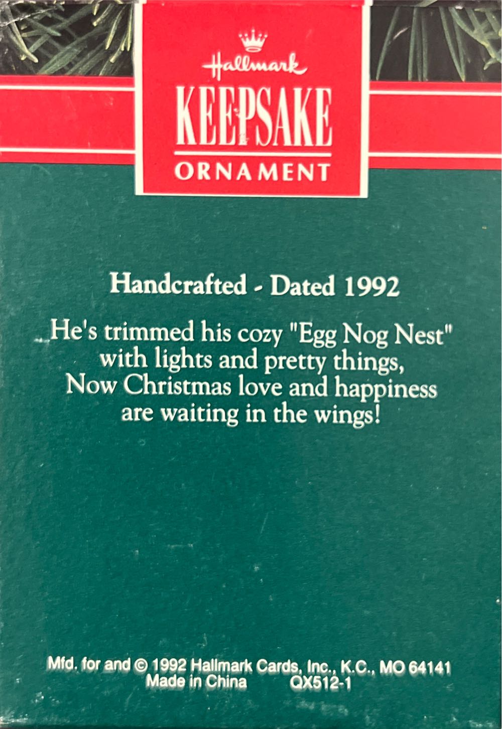 Egg Nog Nest - Hallmark Keepsake Ornament (Birds Gardens) ornament collectible [Barcode 070000027437] - Main Image 2