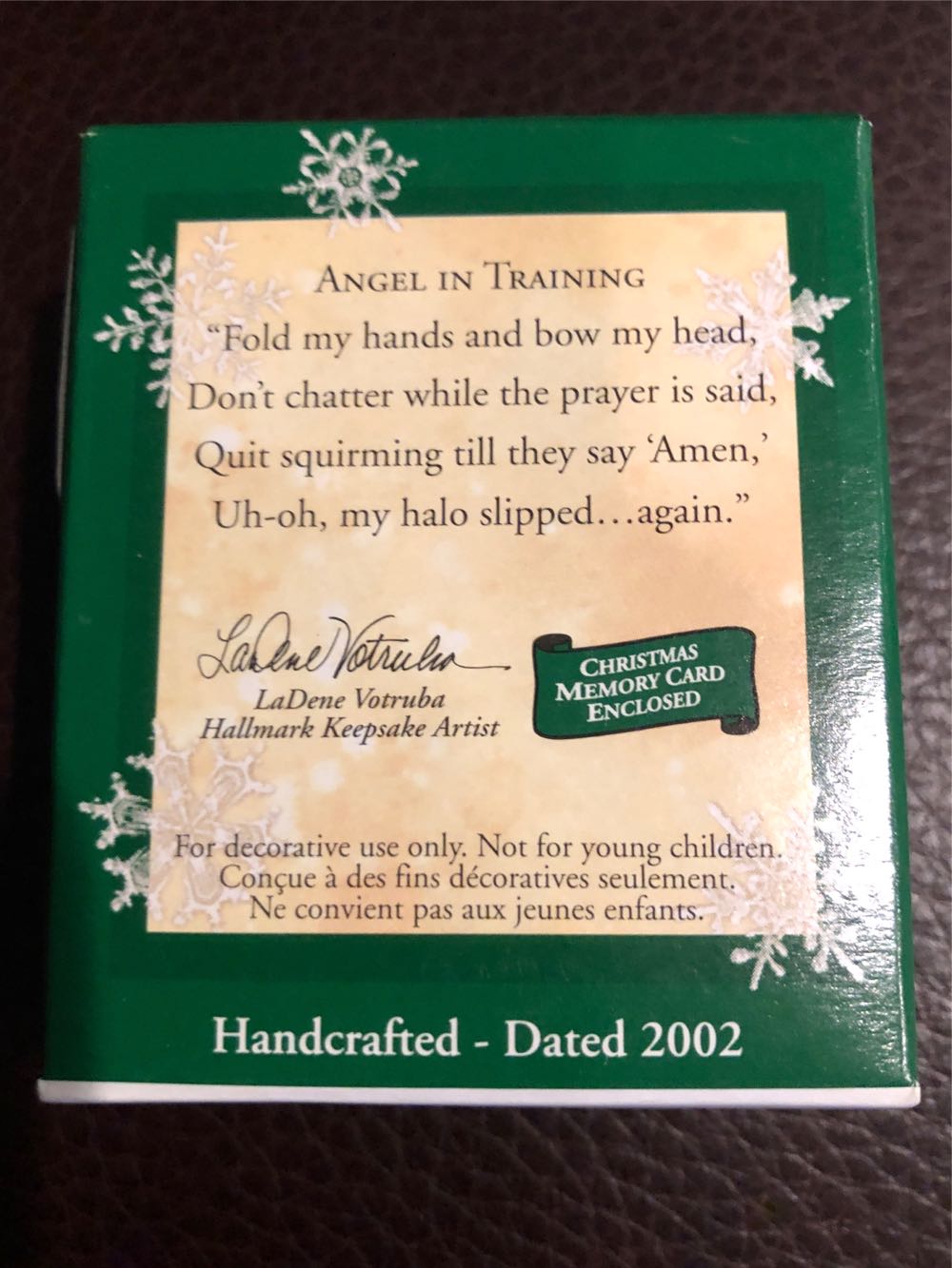 Angel In Training  - Keepsake Ornament (Minature) ornament collectible [Barcode 015012680553] - Main Image 2