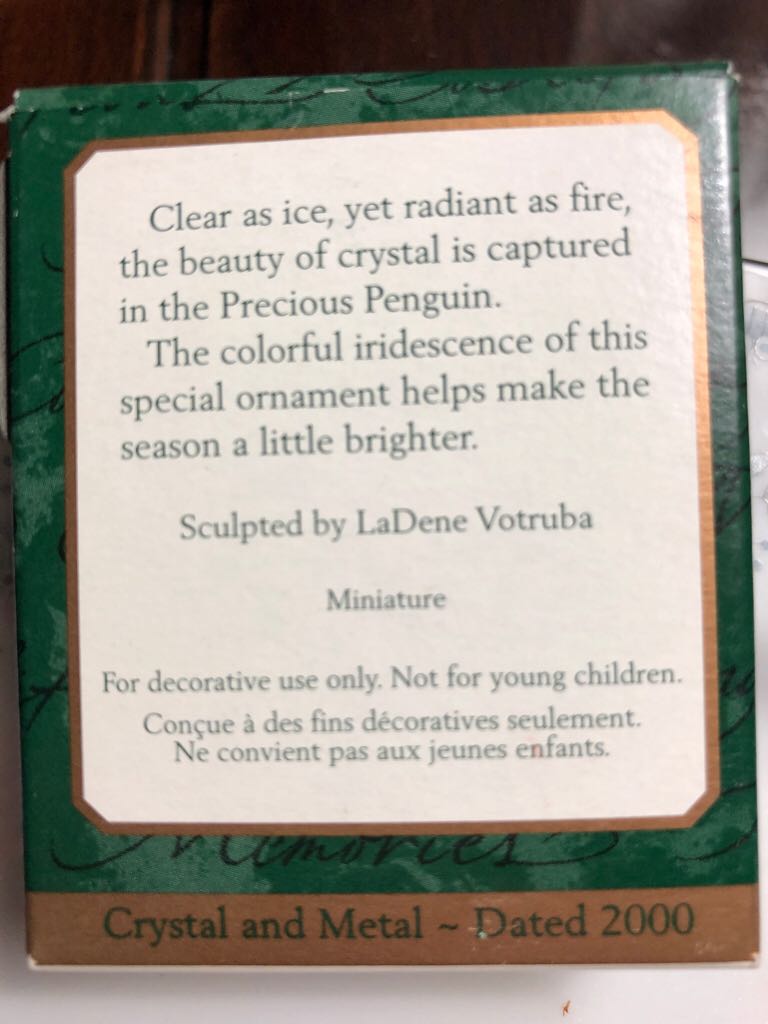(Crystal) Precious Penguin QXM6104 - Precious Edition (Hallmark Keepsake Miniature) ornament collectible [Barcode 015012569377] - Main Image 2
