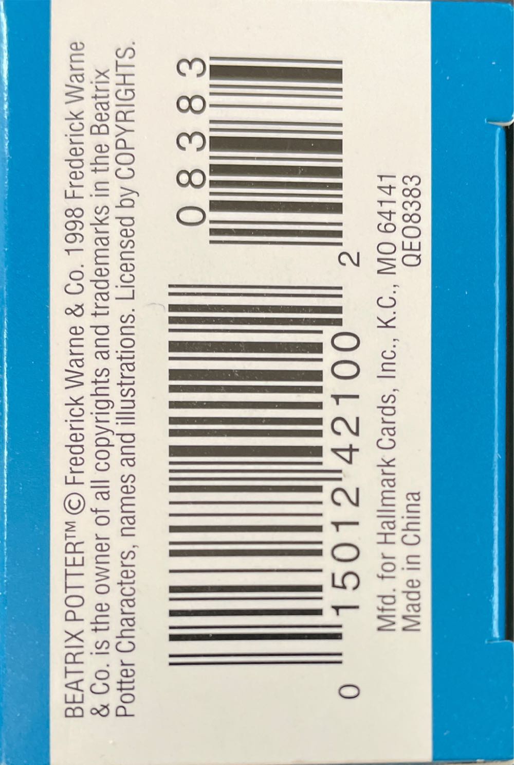 BP#3 Benjamin Bunny - Beatrix Potter (Books) ornament collectible [Barcode 015012421002] - Main Image 3