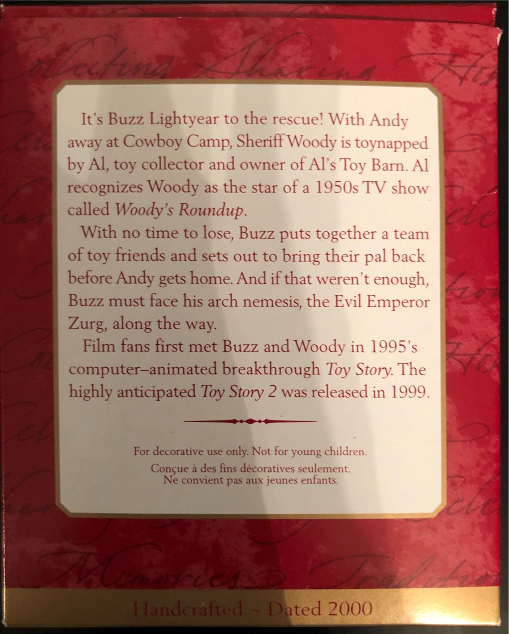 Buzz Lightyear - Disney Pixar Toy Story 2 (Movie) ornament collectible [Barcode 015012591040] - Main Image 2