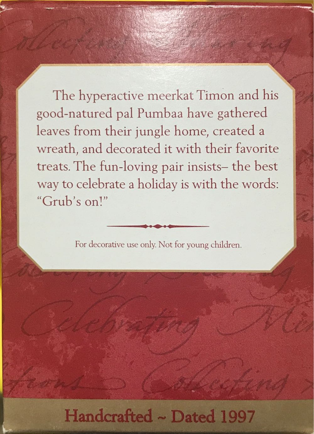 Timon And Pumbaa - Disney The Lion King (Walt Disney Animated Studios) ornament collectible [Barcode 015012415636] - Main Image 2