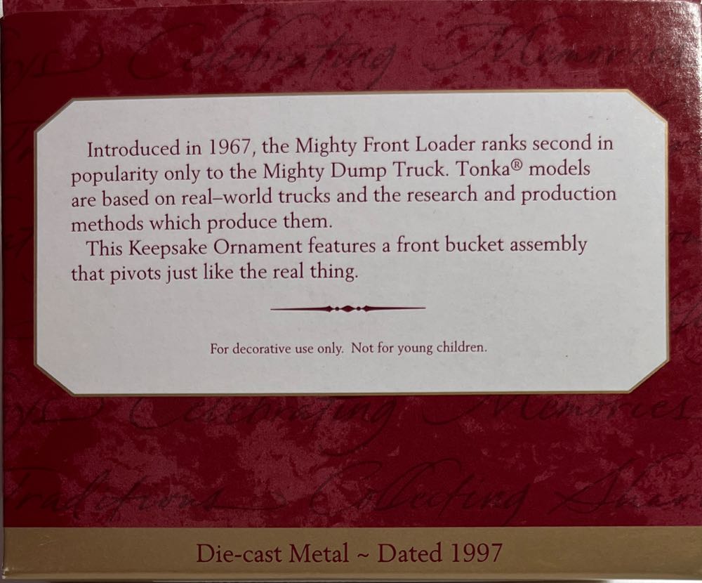 Tonka - 1997 - Mighty Front Loader - Tonka (Pop Culture) ornament collectible [Barcode 015012373103] - Main Image 2