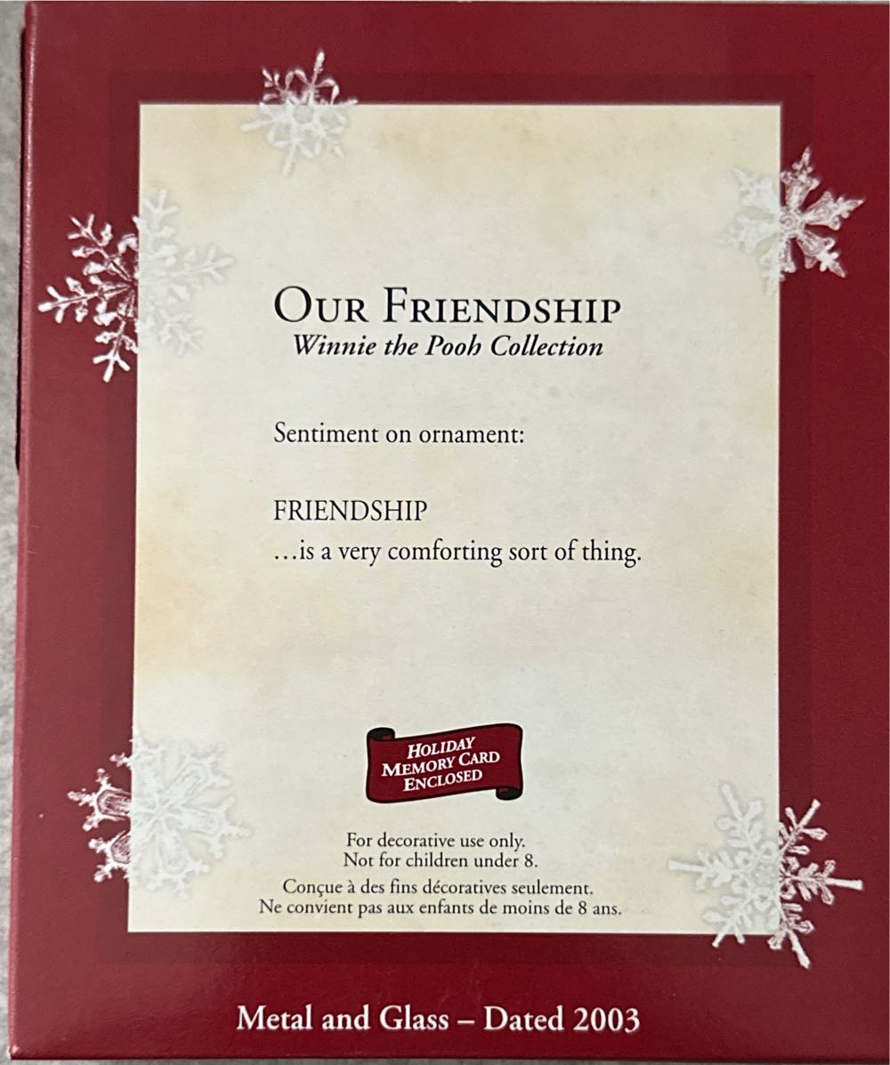 Our Friendship - Disney Winnie The Pooh (Walt Disney Productions) ornament collectible [Barcode 015012757132] - Main Image 2