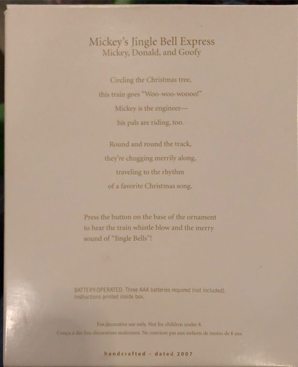 Disney Mickey, Donald & Goofy Mickey’s Jingle Bell Express - Mickey, Donald, and Goofy (Mickey & Friends) ornament collectible [Barcode 015012975093] - Main Image 2