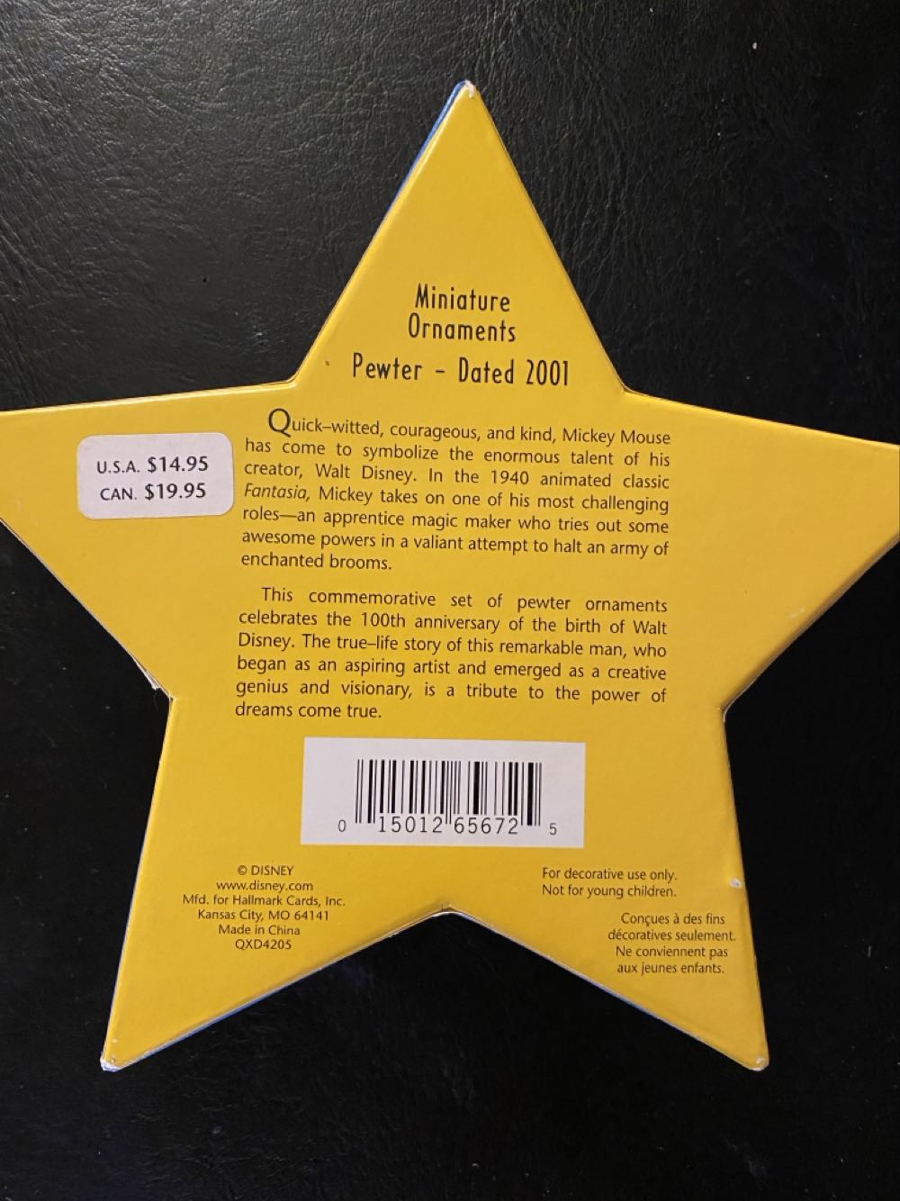 Disney: Fantasia - Walt’s 100th The Sorcerer’s Apprentice - Disney Fantasia (Walt Disney Productions) ornament collectible [Barcode 015012656725] - Main Image 3