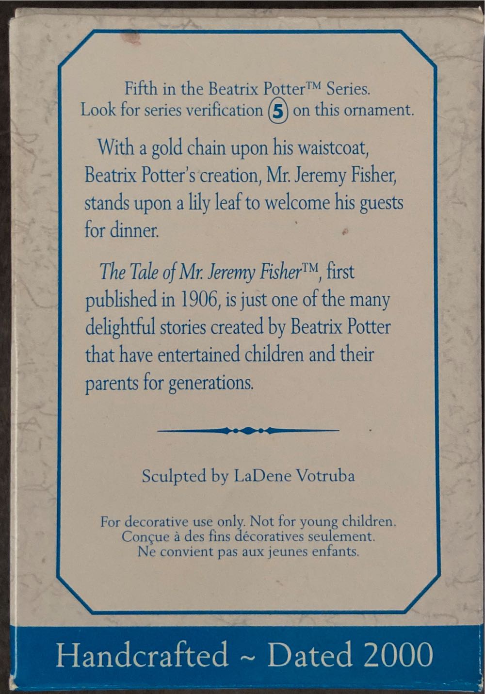 BP#5F Mr. Jeremy Fisher - Beatrix Potter (Books) ornament collectible [Barcode 015012554601] - Main Image 2