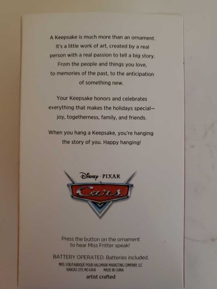 Miss Fritter - Cars 3 (Disney Cars 3) ornament collectible [Barcode 763795447329] - Main Image 3