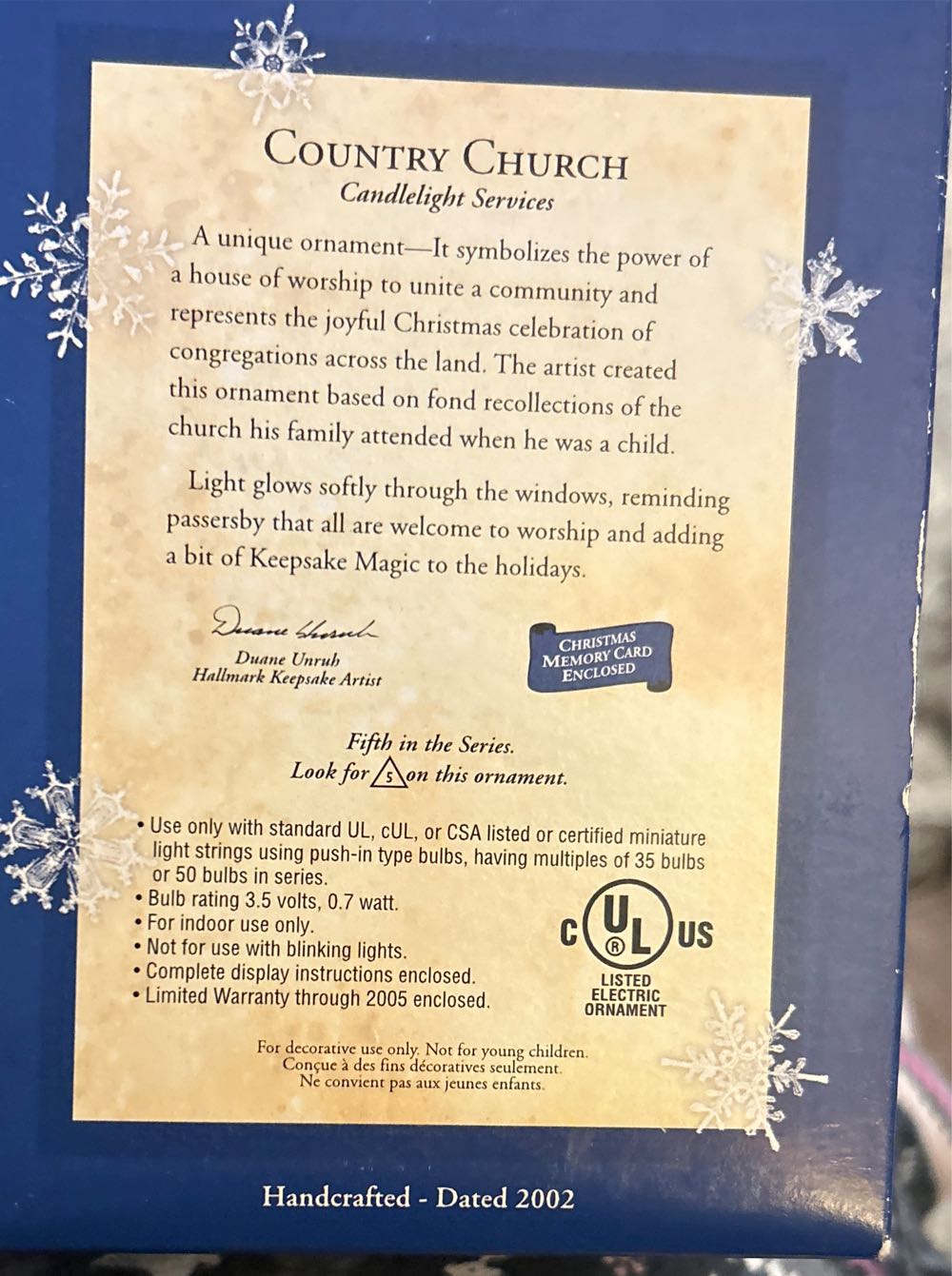 Church Candlelight Services #5 (2002) Country Church - Candlelight Services (Church) ornament collectible [Barcode 015012633368] - Main Image 2