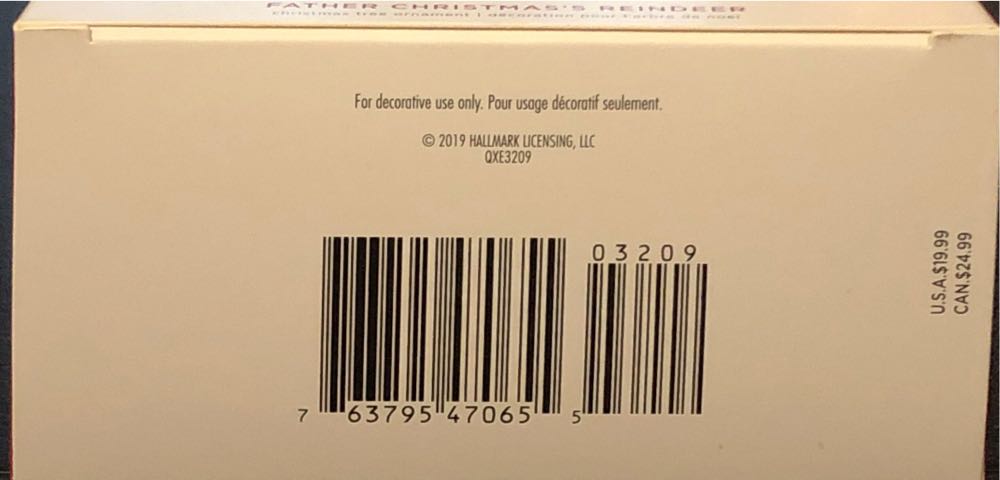 Father Christmas’s Reindeer (2019) - Father Christmas (Father Christmas Reindeer) ornament collectible [Barcode 763795470655] - Main Image 3