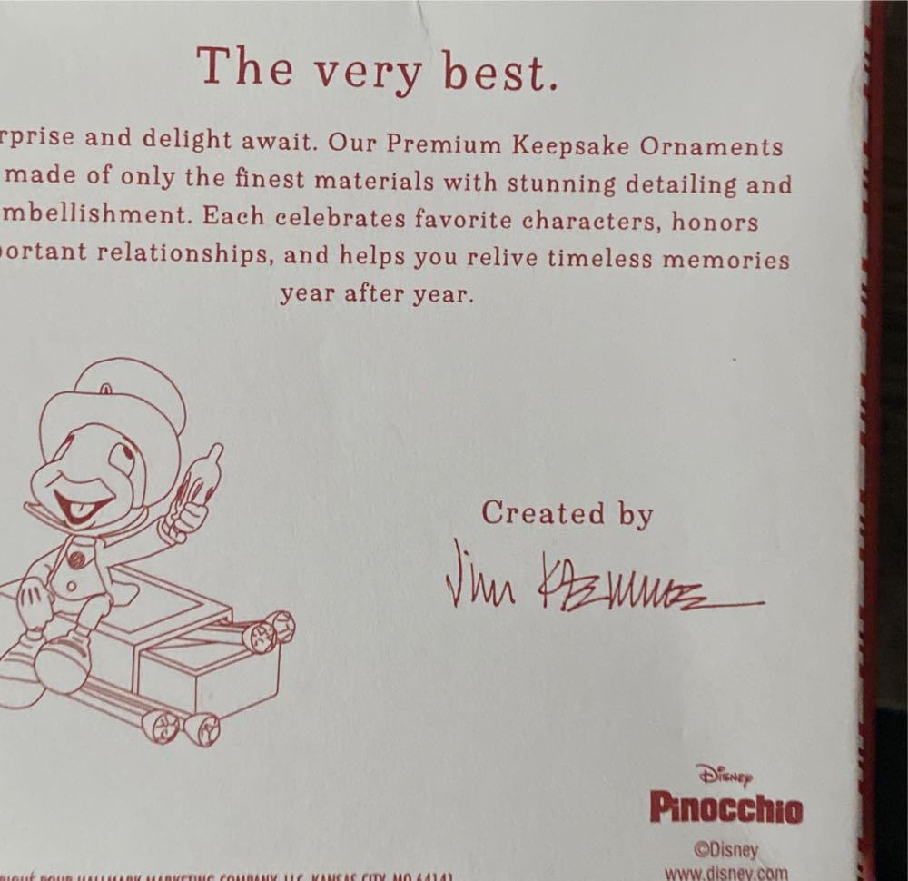 Jiminy Cricket - Pinocchio (Give A Little Whistle) ornament collectible [Barcode 763795404919] - Main Image 2