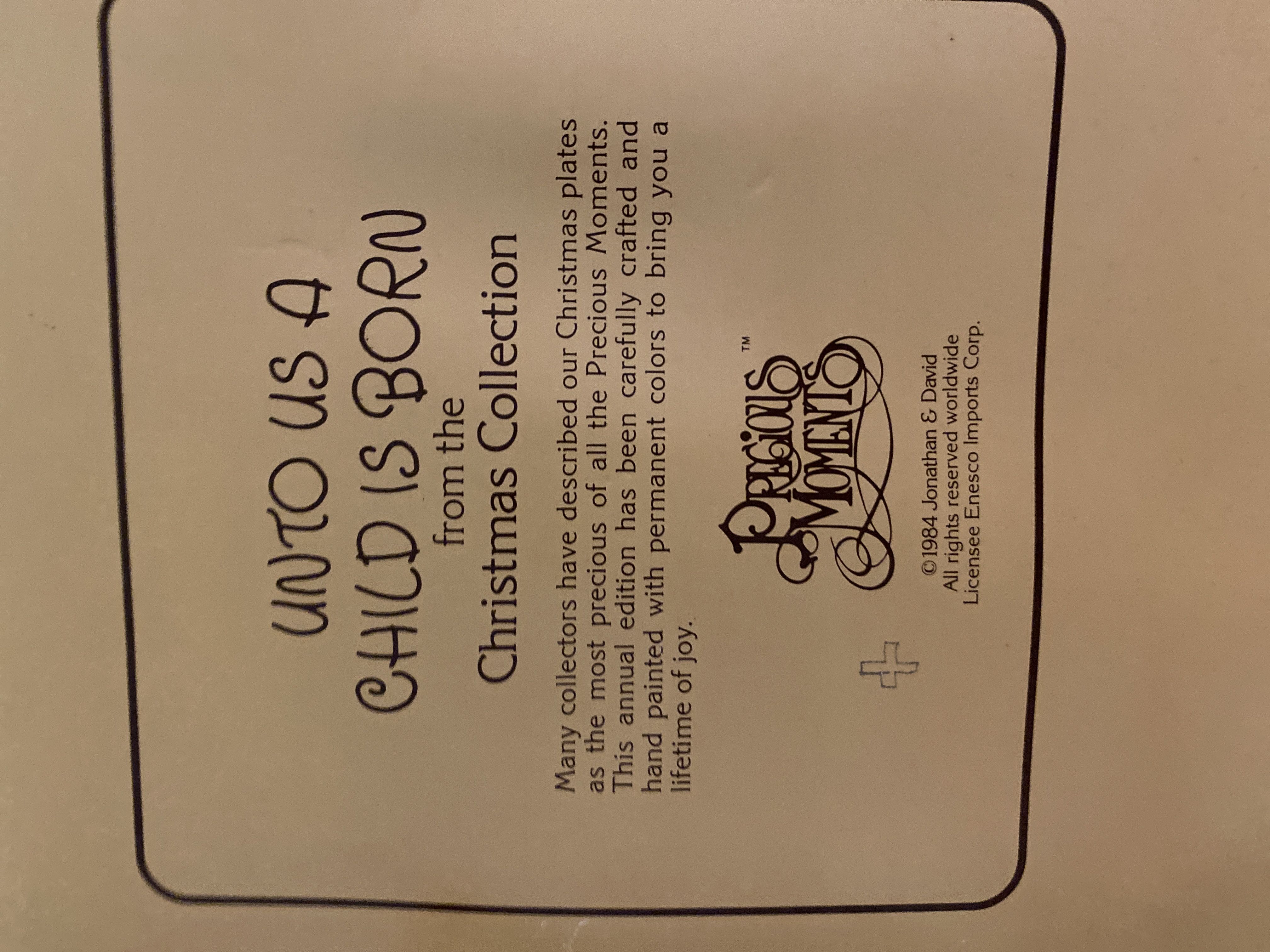 Plate - Unto Us A Child Is Born - Cross 1984 Marking (Nativity) ornament collectible - Main Image 3