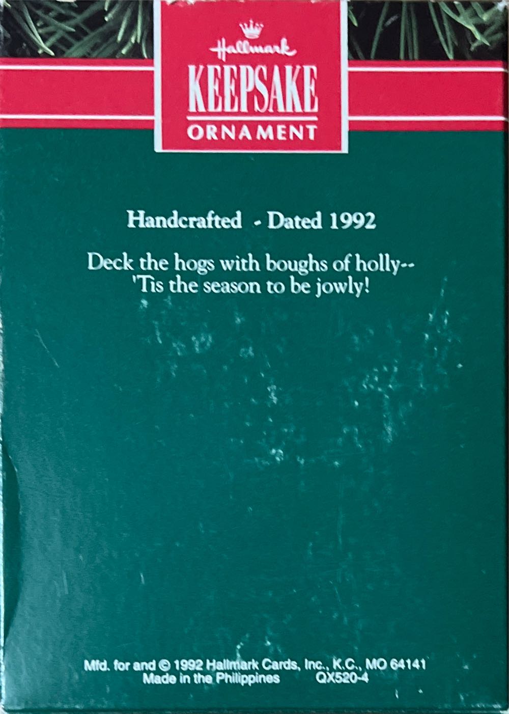 Deck the Hogs  (Pig) ornament collectible [Barcode 070000027444] - Main Image 2