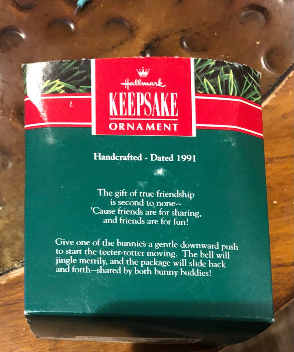 Friends Are Fun - Keepsake Ornament (Rabbits, Teeter-totter) ornament collectible [Barcode 070000027451] - Main Image 2