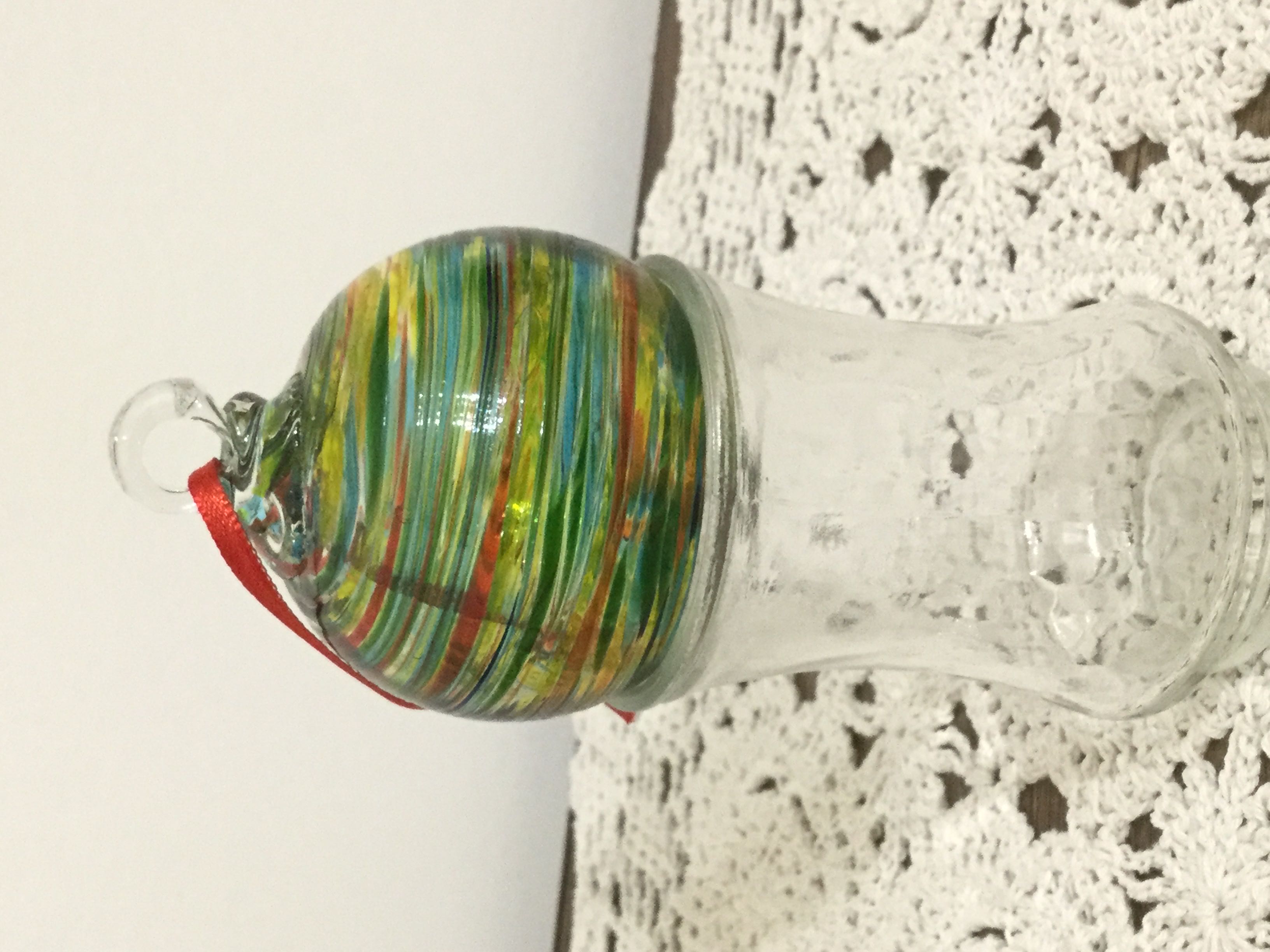 Multicolor Translucent Ball with Spiral ribs  (Art Glass) ornament collectible - Main Image 2
