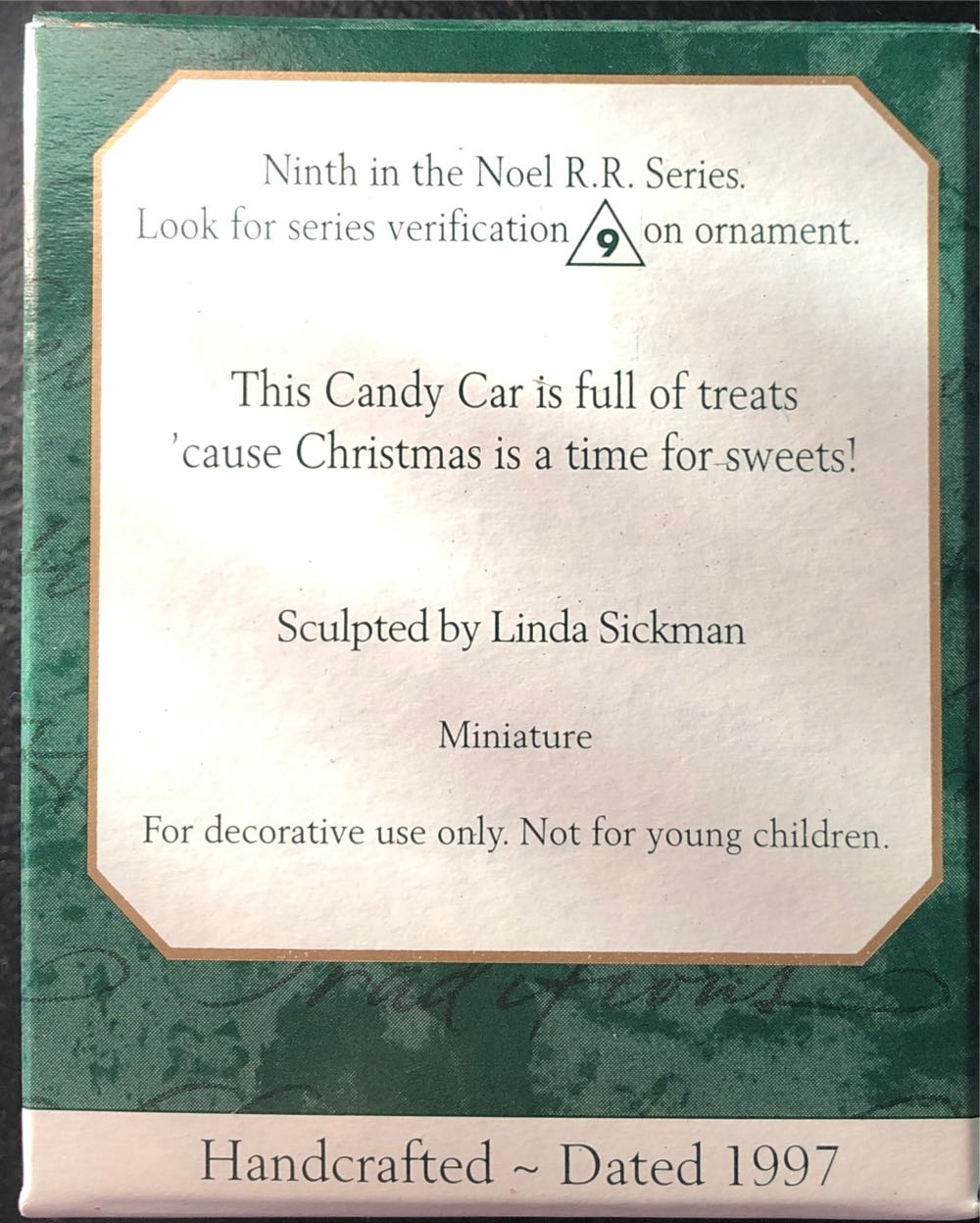Noel R.R. #9 - Candy Car - Noel R. R. Miniature (Miniature Railroad) ornament collectible [Barcode 015012374872] - Main Image 2