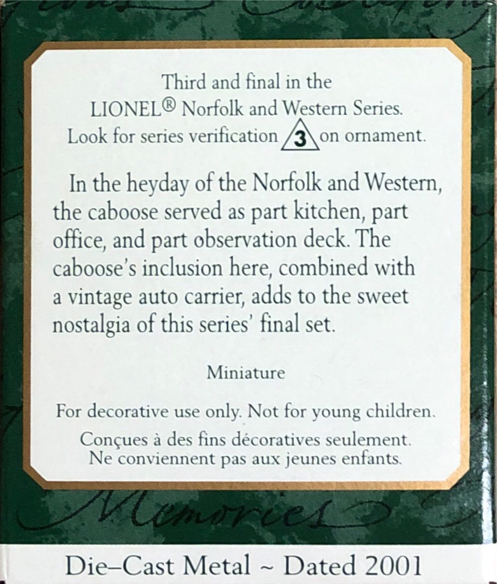 Car Carrier and Caboose - Lionel 746 Norfolk And Western Miniseries (Trains, Mini) ornament collectible [Barcode 015012612561] - Main Image 2