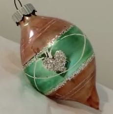 Shiny Brite Red and green pointed drop with silver glitter stars  ornament collectible - Main Image 2