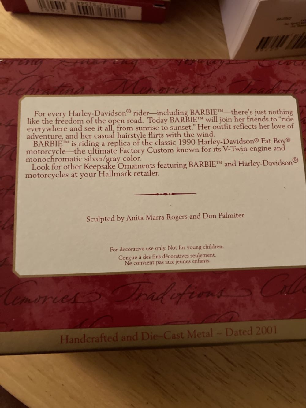 Barbie: Harley-Davidson Barbie 2001 - Barbie (Barbie) ornament collectible [Barcode 015012652727] - Main Image 2