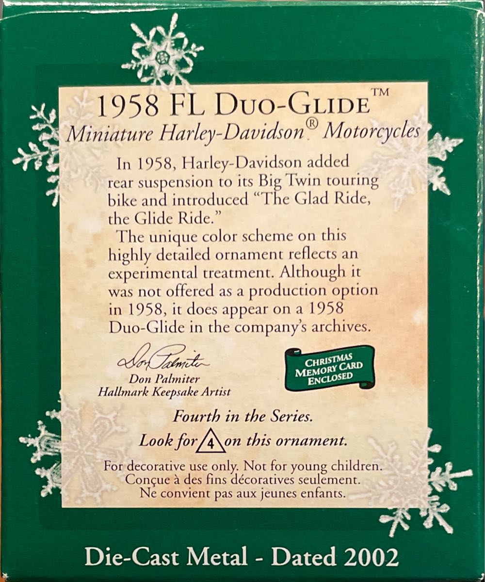 1958 FL Duo-Glide - Miniature Harley-Davidson Motorcycles (Harley Davidson Motorcycles) ornament collectible [Barcode 015012687200] - Main Image 2