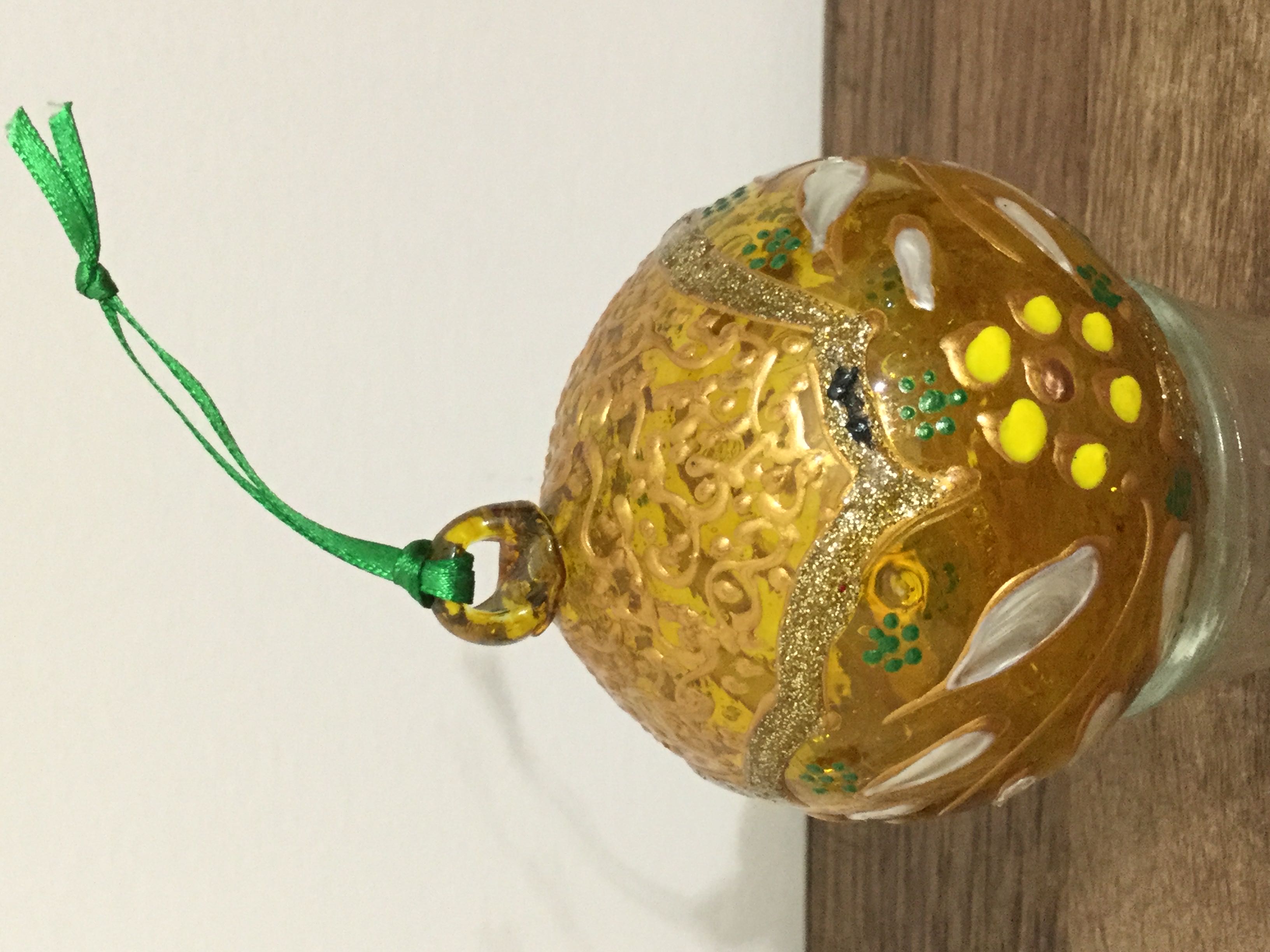 La Perla Gold Translucent Floral Ball  (Art Glass) ornament collectible - Main Image 2