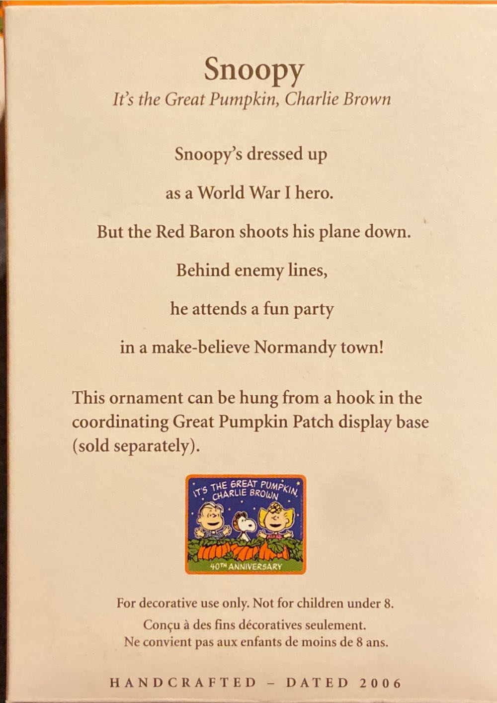 ITGP Snoopy - It’s the Great Pumpkin, Charlie Brown - It’s the Great Pumpkin, Charlie Brown (Halloween - The Peanuts Gang) ornament collectible [Barcode 015012954265] - Main Image 2