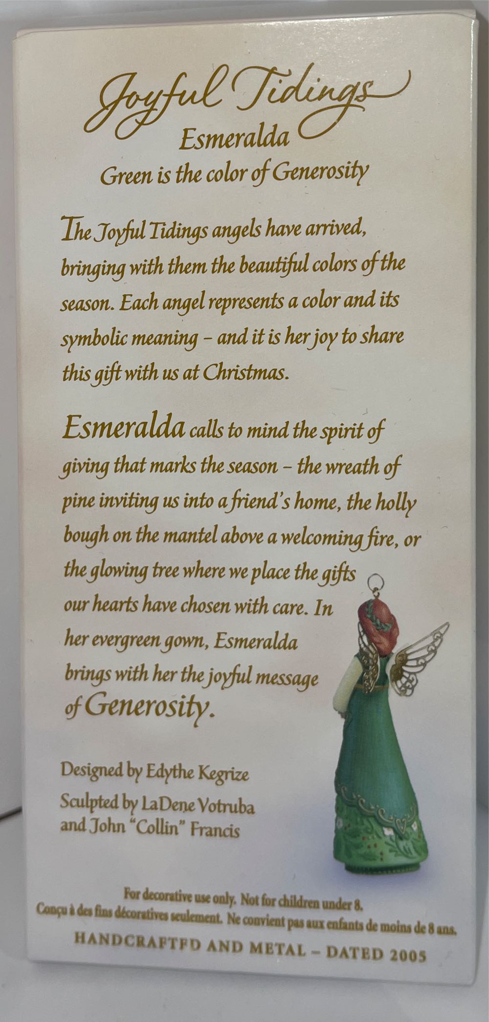 Joyful Tidings Esmeralda - Joyful Tidings (Angel) ornament collectible [Barcode 015012884692] - Main Image 4