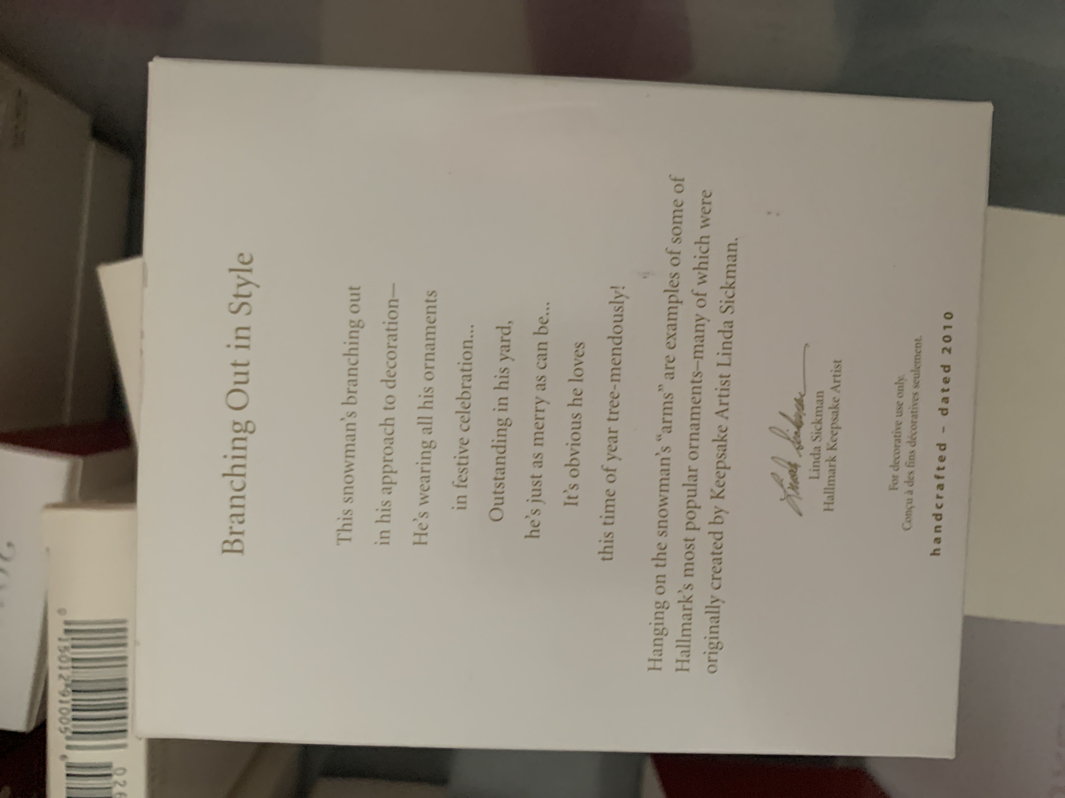 Snowman:  Branching Out In Style 2010 - Snowman (Hallmark Club Exclusive) ornament collectible [Barcode 795902140229] - Main Image 2