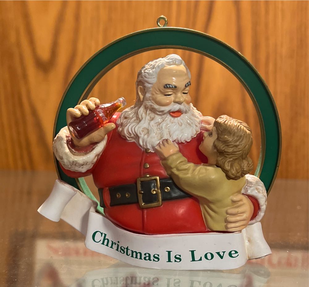 1938 - Santa with Girl (“Christmas is Love”) - Trim-A-Tree Collection (Coca-Cola Santa Claus) ornament collectible [Barcode 715429091019] - Main Image 2