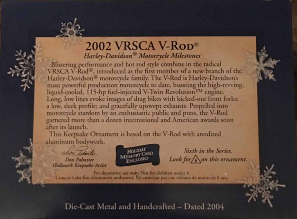 06 - 2002 VRSCA V-Rod - Harley Davidson Motorcycle Milestones (Harley Davidson Motorcycles) ornament collectible [Barcode 015012813661] - Main Image 2